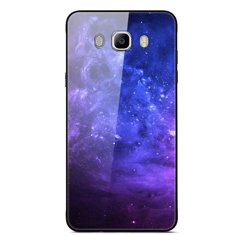 Для samsung Galaxy J7 J710 чехол из закаленного стекла с изображением планеты и космоса, стеклянный чехол для задней панели, чехол для samsung J7, J710 Capa