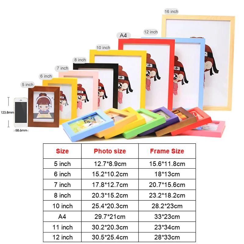Wall or Desk Dual Use Wood Photo Frame 5/6/7/8/10/11/12 inch Rectangle Picture Frames Birthday Wedding Gift | Дом и сад