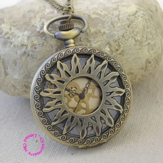 Часы наручные женские кварцевые в форме солнца модные карманные винтажном стиле