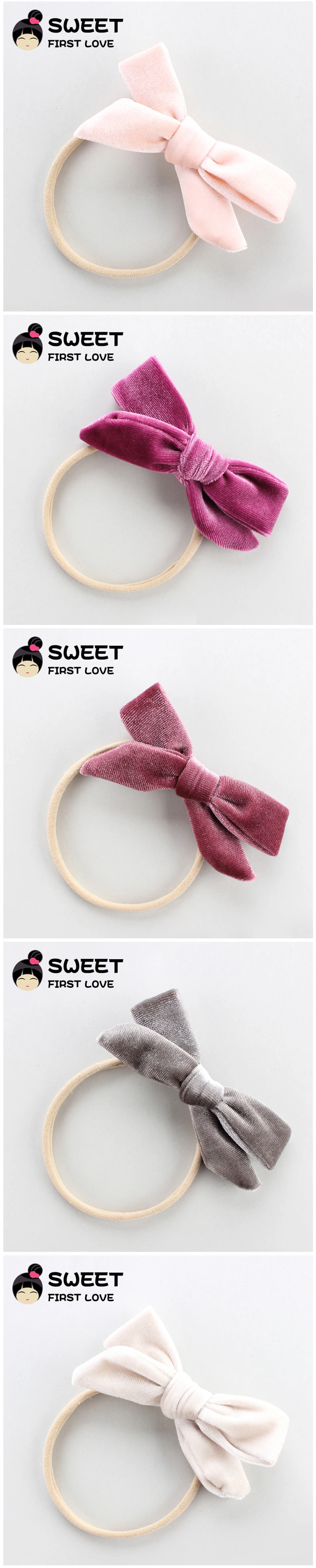 13 шт./лот детское вельветовое повязки для волос 10*4,5 см Sweet Love»(«Сладкая любовь» для девочек, с бантом, из мягкого нейлона и шифона со вставками в полоску, повязка на голову детская эластичная повязка на голову; аксессуары для волос; обертывания