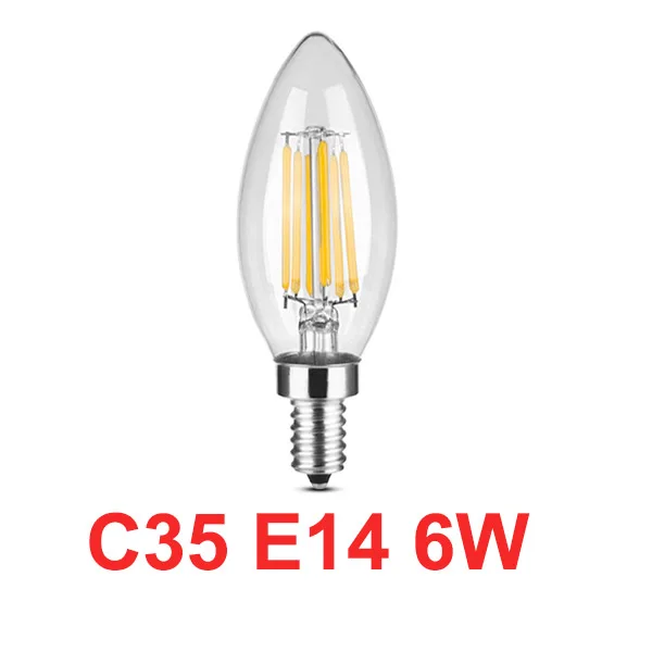 C35 E14 6W 220 В светодиодный лампочка накаливания E27 ретро лампа Эдисона E14 винтажный Декор ампулы светодиодный светильник лампа ретро лампа замена лампы накаливания - Цвет: C35 E14 6W