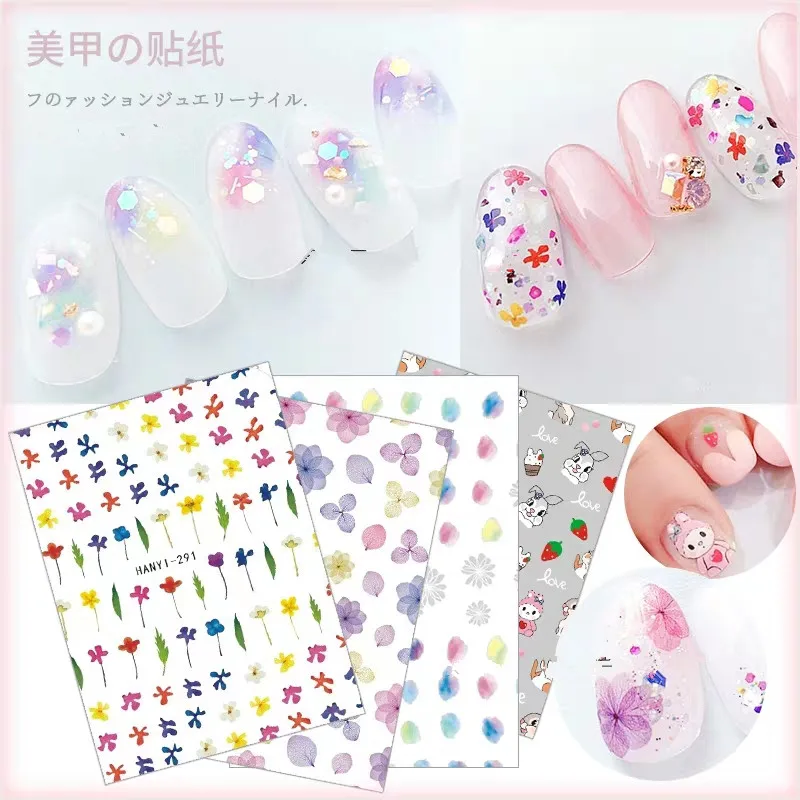 

Newest HAXX-289 288 spring flower design 3d nail sticker decals Japan type DIY decorations for nail wraps