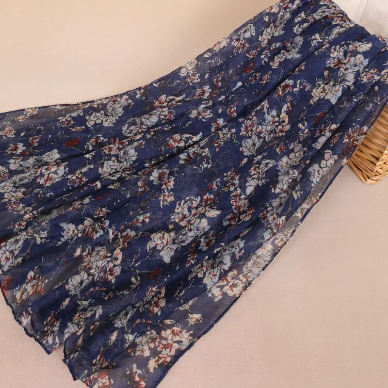 Женский шерстяной шарф мусульманский хиджаб с цветочным принтом из вискозы на