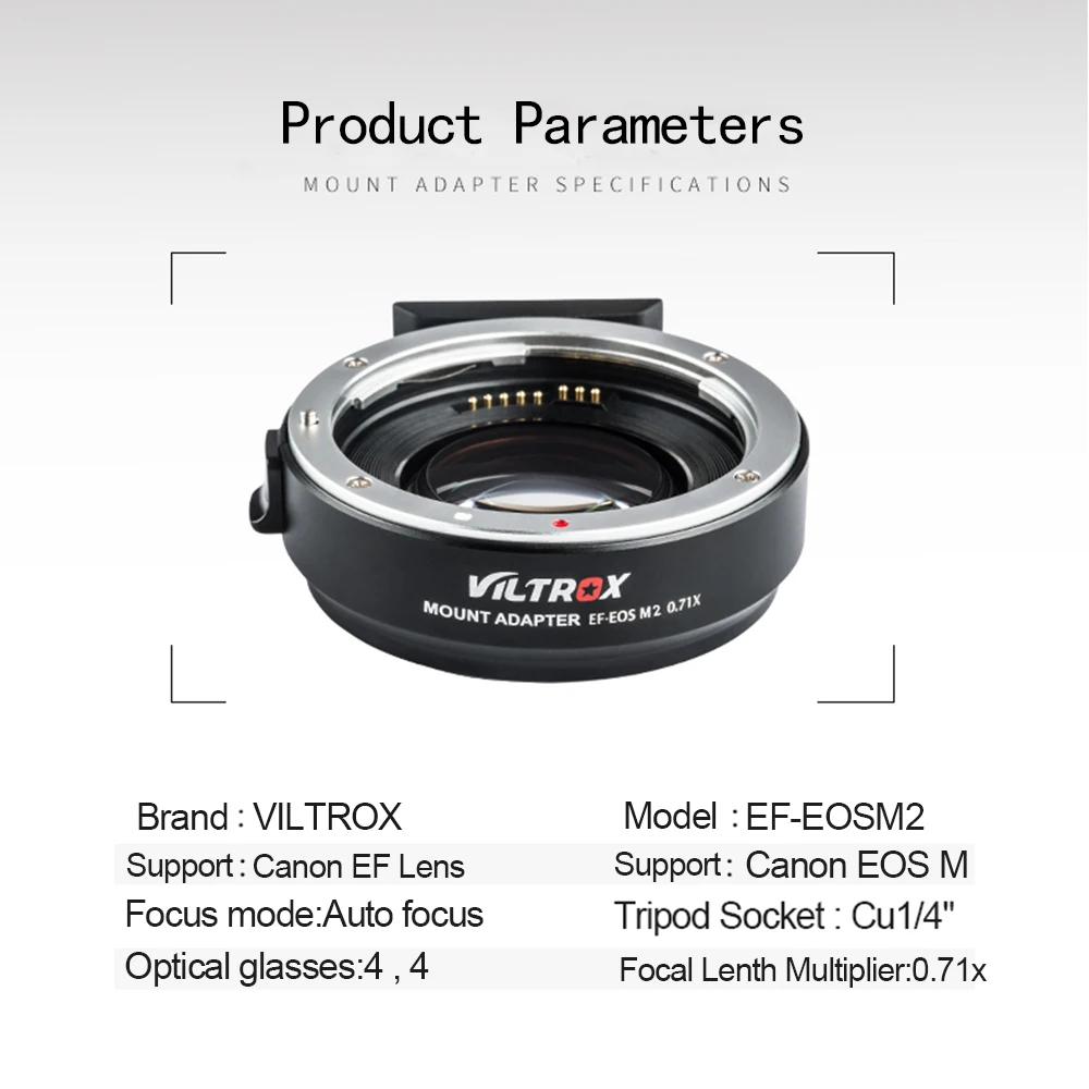 Адаптер для объектива Turbo Viltrox EF-M2 II 0.71X уменьшение скорости Booster AF Автофокус EXIF Canon