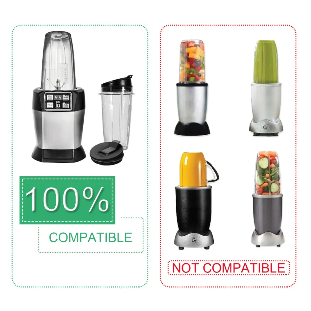 Behogar 18oz Transparent Plastic Replacement Cup Part Accessories for Nutri Ninja 900W 1000W Blender Juicer |