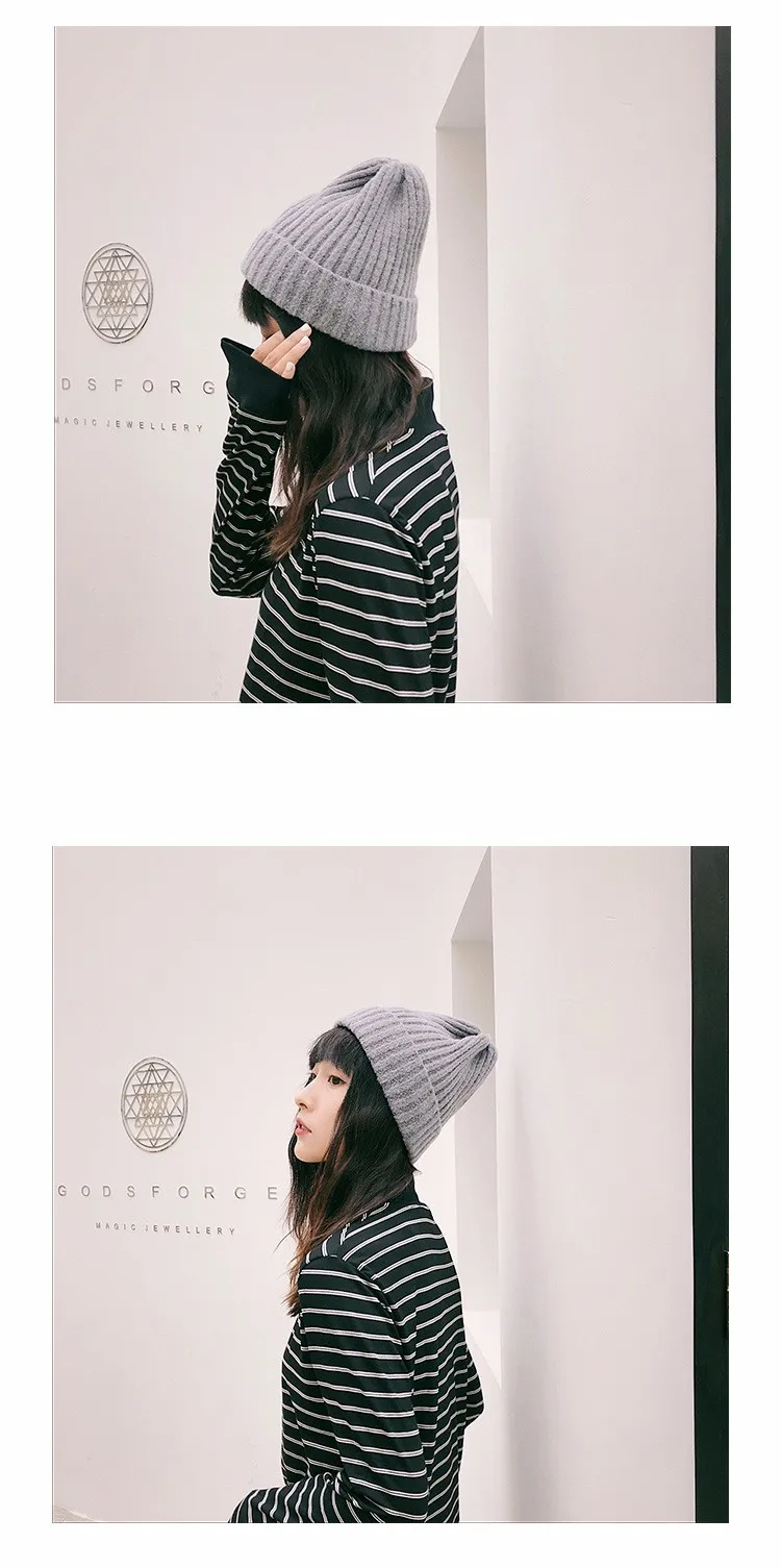 Beanies Women Solid Knitted Casual Warm Skullies Korean Style Elegant Student Hats Chic Womens Lovely Caps Autumn Winter Fashion