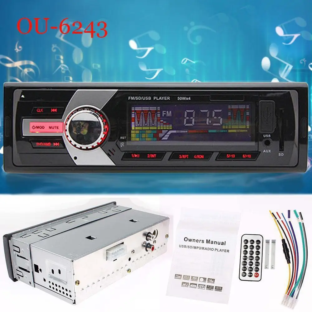 Автомобиль Радио стерео плеер телефон AUX IN MP3 FM/USB/1 Din/Дистанционное Управление 12V