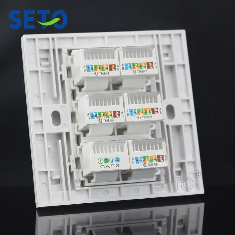 SeTo 86 Тип пять RJ45 Cat5e сеть и один RJ11 Cat3 телефонная панель настенная розетка кейстон