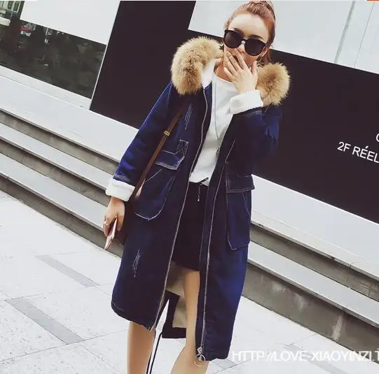 Новинка 2016 модное зимнее пальто куртка для женщин повседневное джинсовое