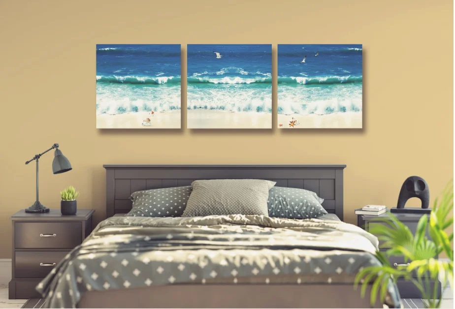 

3 Pieces Beach Seaside Landscape Paintings Canvas Paintings Print Picture for Living Room Decoration No Framed