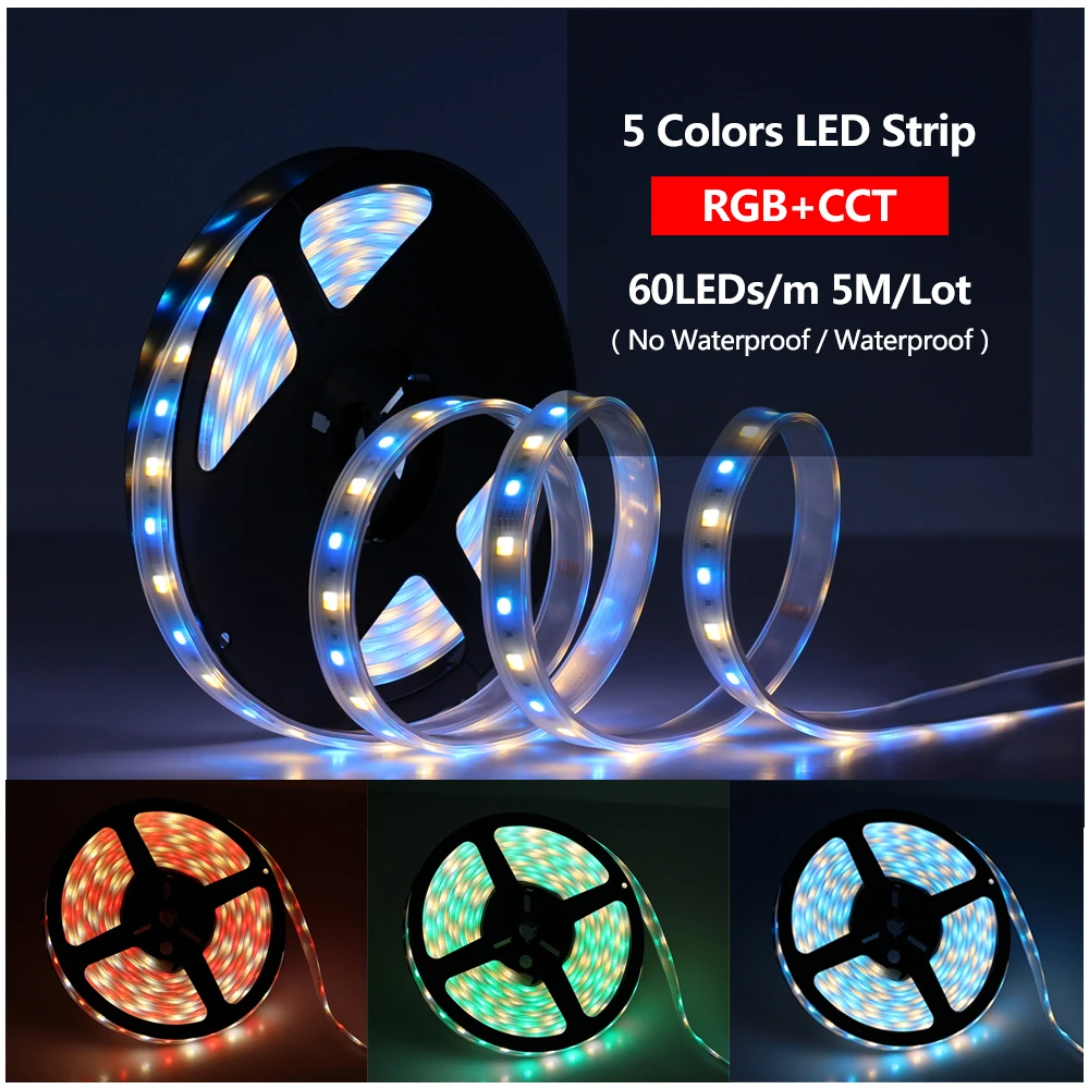 RGB+ CCT Светодиодная лента 5050 SMD 60 светодиодный s/m 5 M RGB+ W+ WW полноцветная регулировка температуры 5 цветов в одном чипе 5 м/лот RGBW Светодиодная лента
