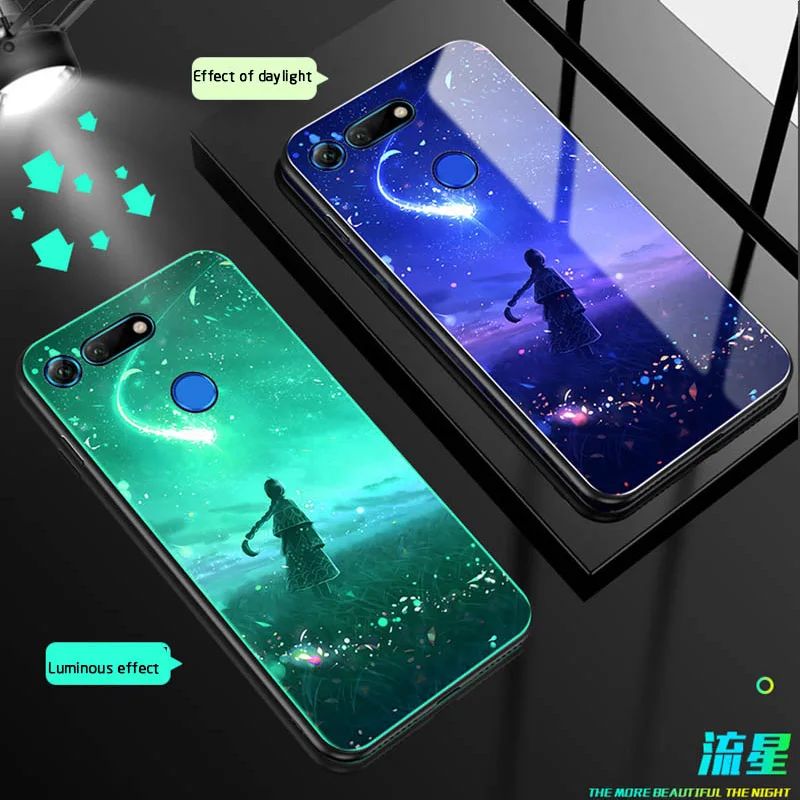 Светящийся стеклянный чехол для huawei P30 P20 mate 20 pro задняя крышка для Honor 20 pro V20 10 play 7X9 Lite 8X 9X pro Футляр для телефона