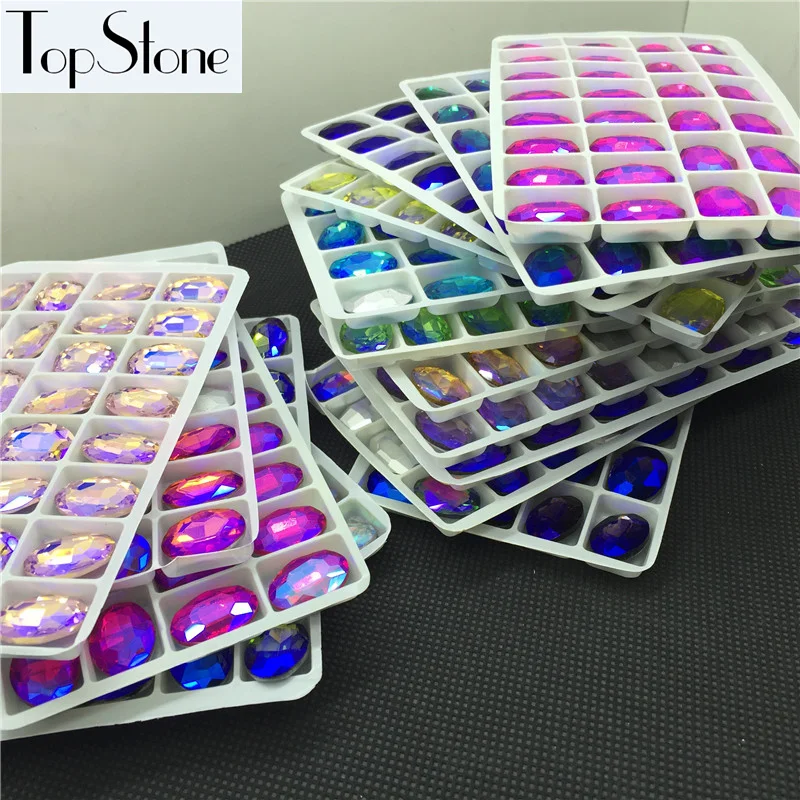 Топстон цвета AB Овальный причудливый Камень задняя сторона лампы размеры 6x8 мм 8x10