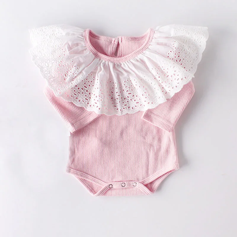 82077 Pink Комбинезоны для маленьких девочек, коллекция года, Осенние хлопковые комплекты одежды костюм из 2 предметов розовый и белый комбинезон с длинными рукавами для новорожденных+ шапочка, комбинезон для малышей - Цвет: 82077 Pink