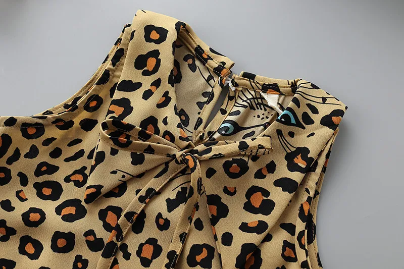 Платье для девочек леопардовое летнее с бантом повседневное От 3 до 8 лет | Детская