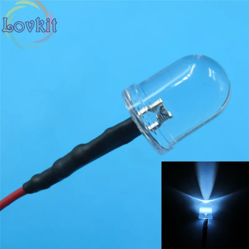 20 X 10MM Pre-Wired Resistor 12v Round Top White Leds Emitting Diode 12V DC 20cm Led Lamp Light For car DIY Retail and Wholesale | Освещение
