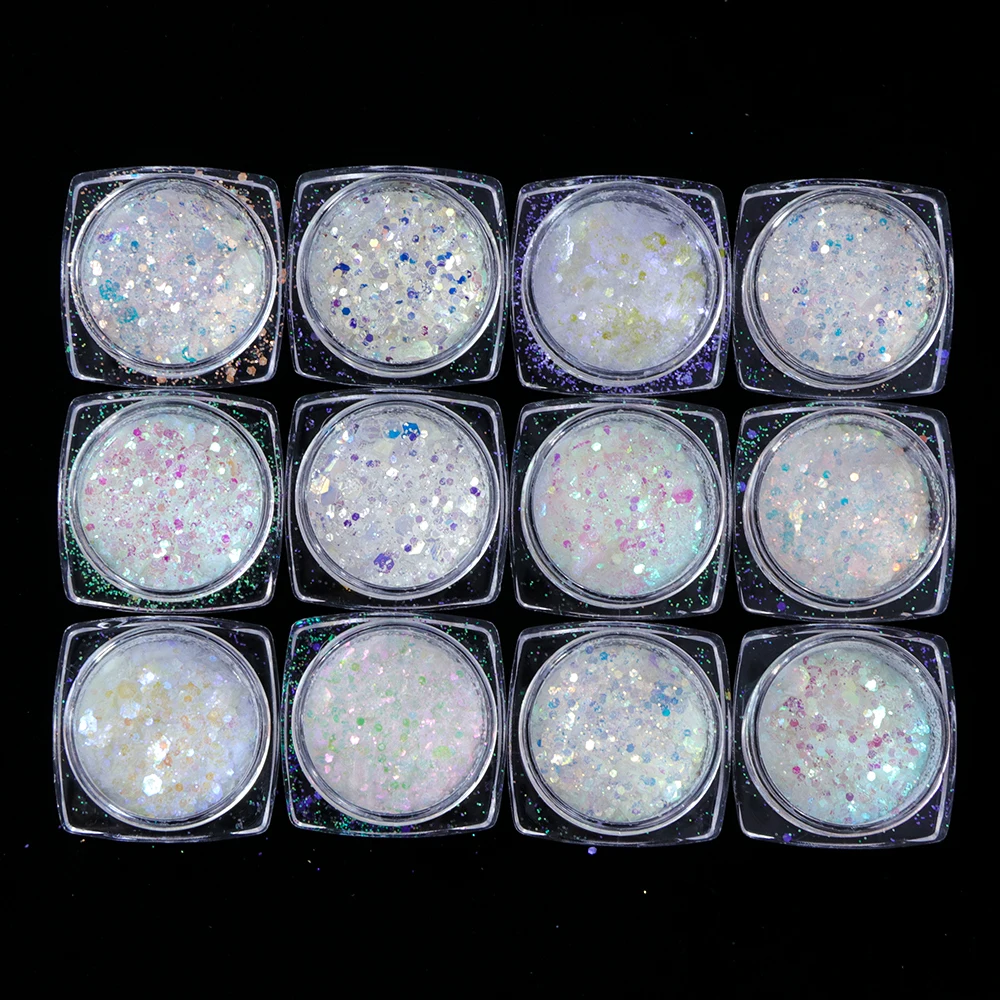 1 бутылка ногтей Блеск порошок Русалка цвет пыль блестка хром пигмент блестки