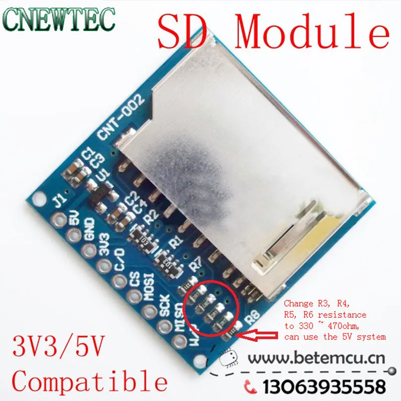 5V/3.3V Compatible Perfect SD Card Module Slot Socket Reader For ARM MCU Read And Write CNT-002 | Электронные компоненты и