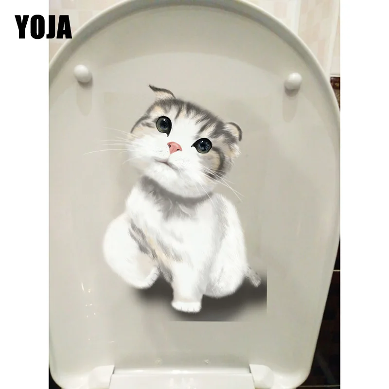 YOJA 13 8*19 9 см ручная роспись кошка креативные наклейки для туалета домашний декор