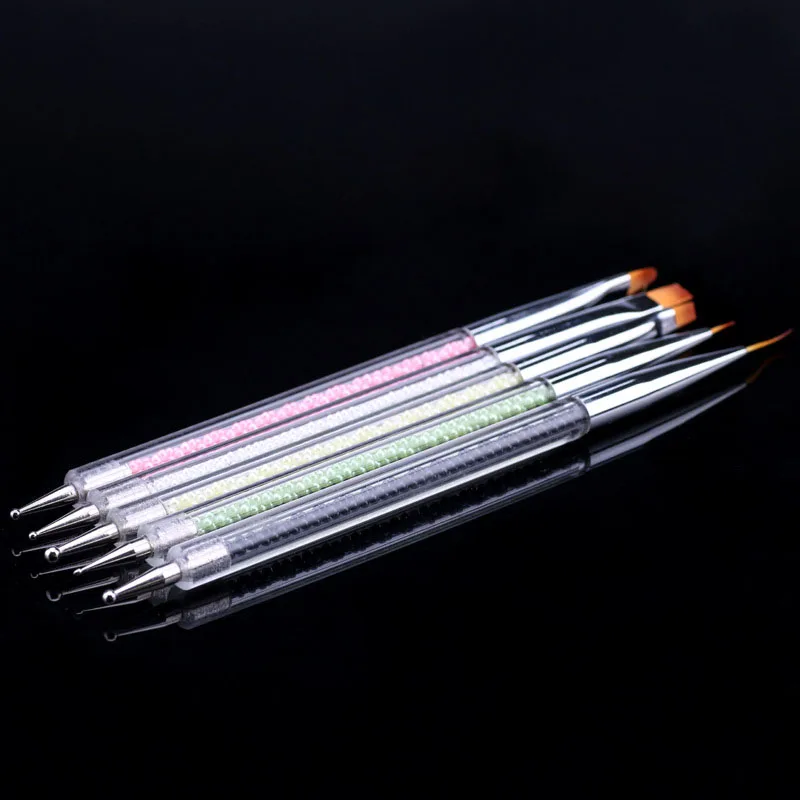 5 шт. ручки для ногтей с двумя головками акриловая ручка УФ-гель-лака подводка