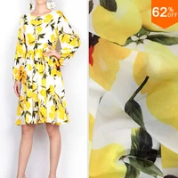 yellow fruit silky fabric coin flower print fabric flowers print server for sewing neoprene fabric fashion week material nice