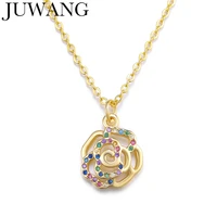 multi color zircon gold color flower design long necklace pendants for women 2019 new fashion party wedding jewelry