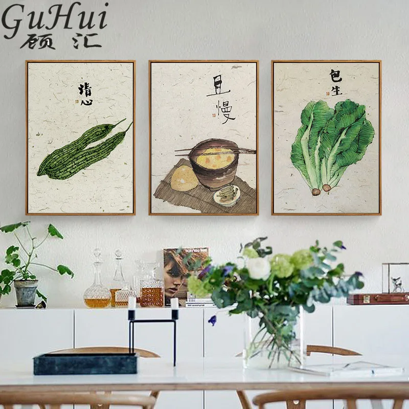 Кухонные постеры и принты в китайском стиле с фруктовыми овощами огуречными Frescoes