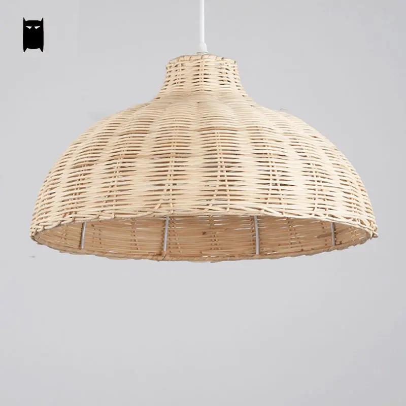 Круглый подвесной светильник из натуральной плетеной ткани Азия японский