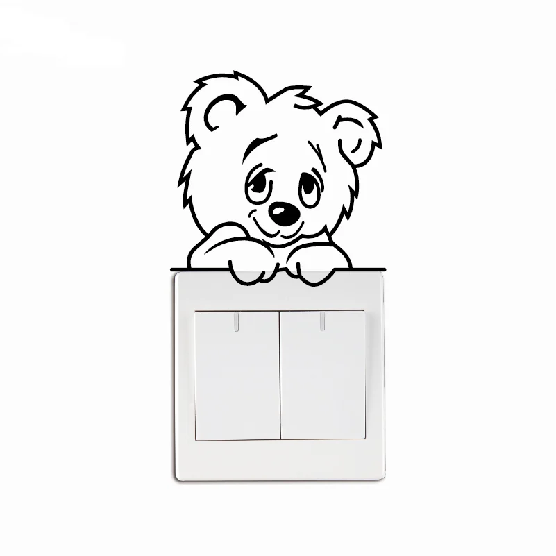 Мишка-6 милый Мишка выключатель света мультяшная наклейка животное виниловая