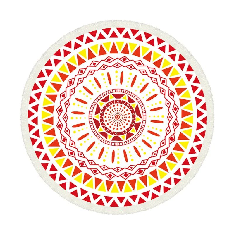 Новинка Европейский круглый пляжный коврик из искусственного шелка с принтом