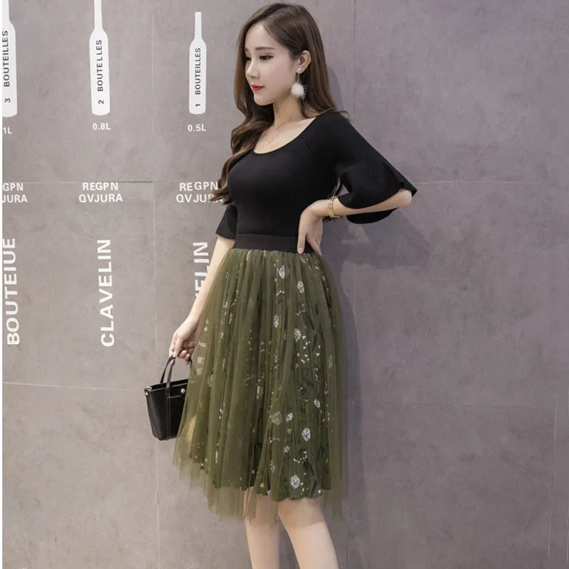 Корейская Версия Ретро Высокой Талии Свежий Бальное платье Юбки Шифон Чистая