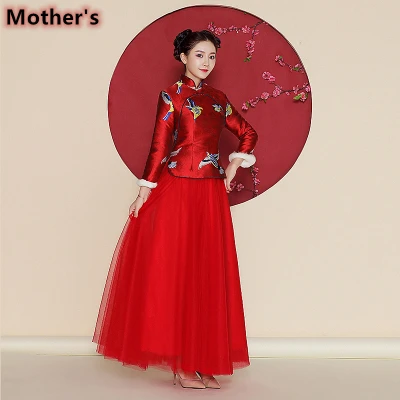 Mother Платья для мамы и дочки; модное платье для родителей и детей; одинаковые комплекты для семьи; красное сатиновое Новогоднее платье; детское платье; Одежда для девочек - Цвет: Mother
