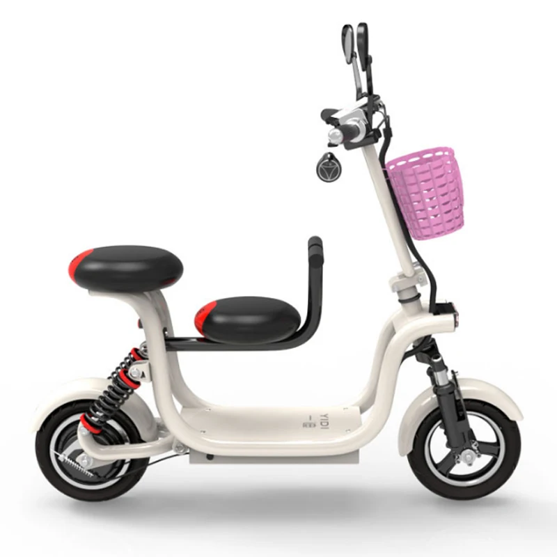 8ah double seat W 10-дюймовый электрический велосипед складной литиевая батарея электрический свет для велосипеда двухколесный электрический велосипед с детьми - Цвет: 8ah double seat W