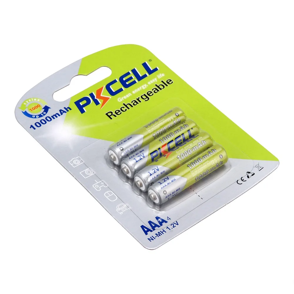 4 шт./упак. Pkcell 1 2 V AAA 3A 1000mAh Ni MH перезаряжаемая батарея для радиоуправляемой