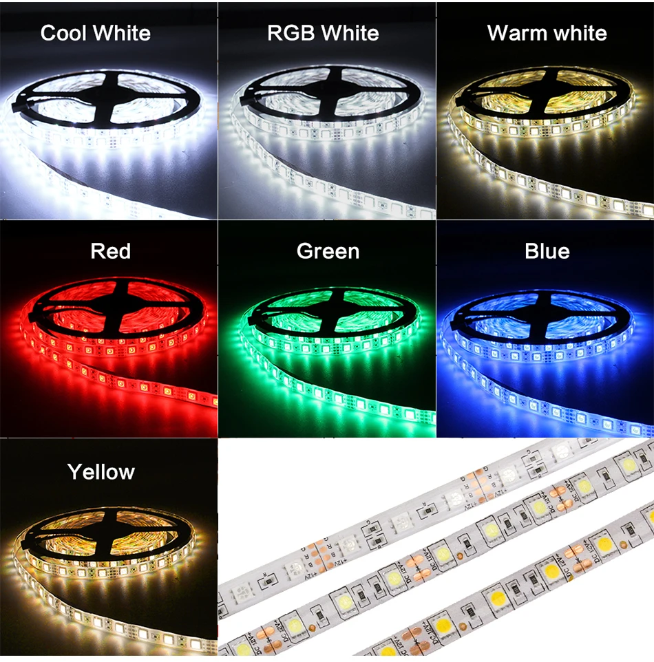 5 м 10 м 15 м светодиодный светильник 60 Светодиодный IP65 Водонепроницаемый RGB светодиодный светильник 12 В 2A SMD5050 гибкий ленточный светильник