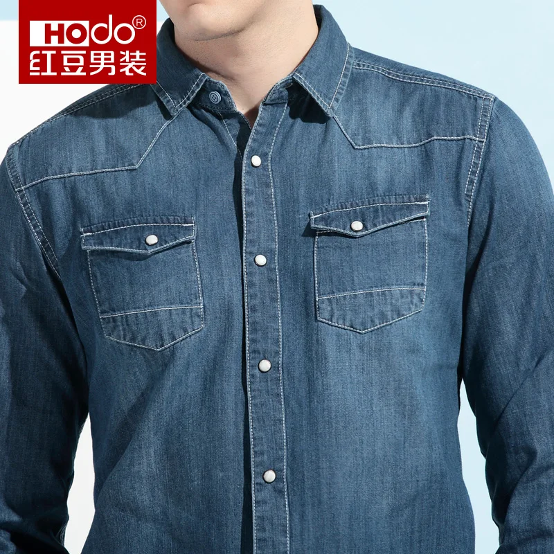Hodo Camisa Джинсы для женщин masculina квадратный воротник Мужская рубашка Manga Longa Slim Fit