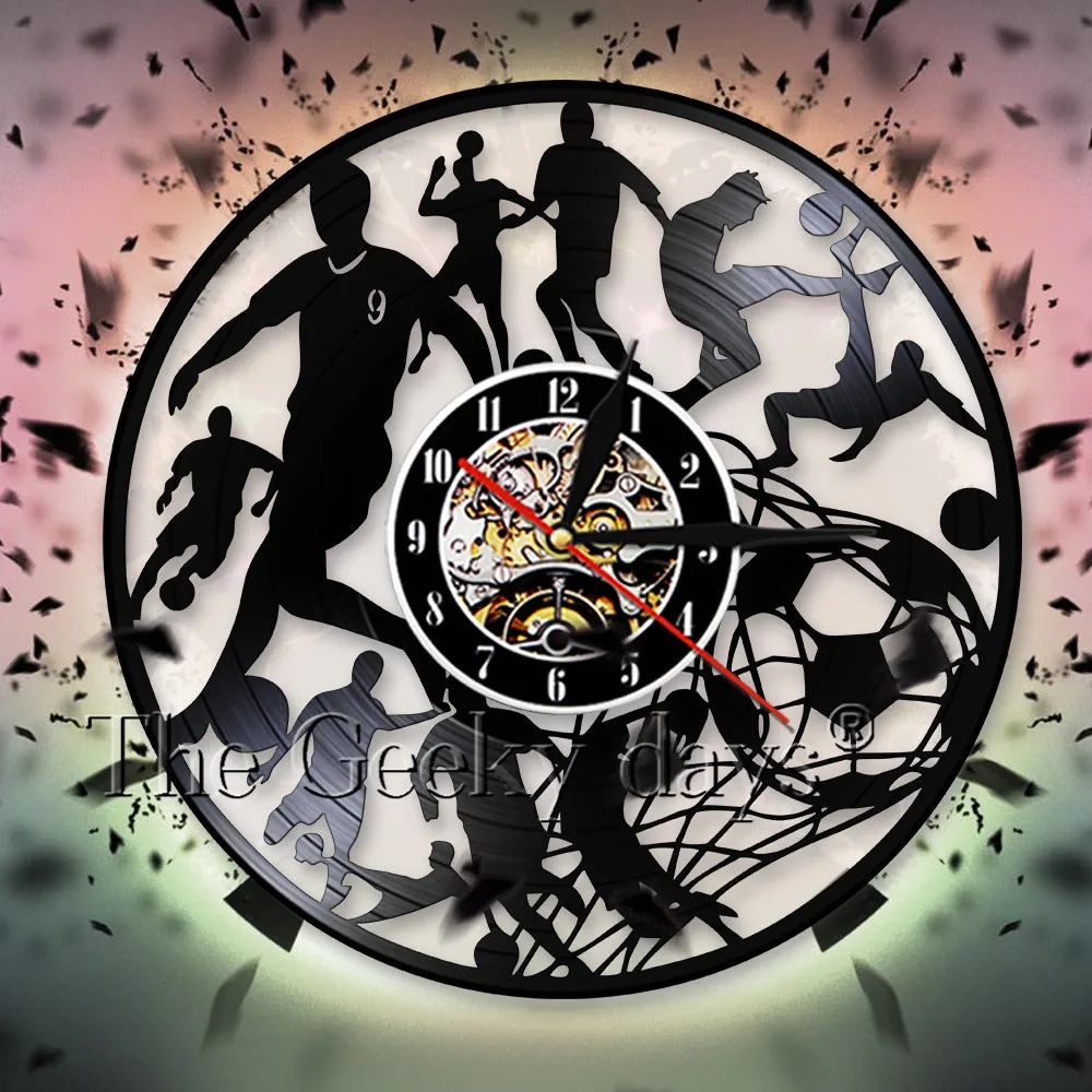 Настенные часы с виниловой пластиной виниловые 3d силуэтами для игры в футбол