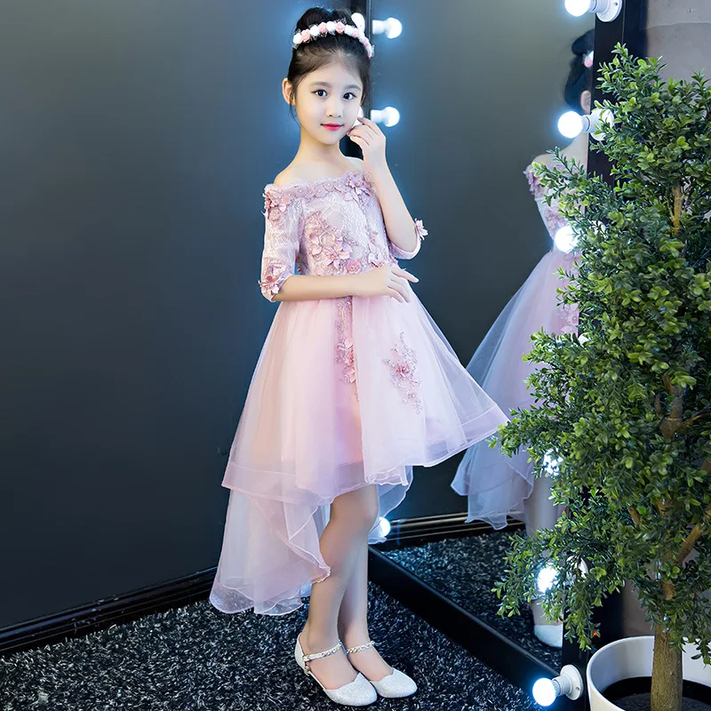 Exquisite Shouldless Appliques Flower Girl Dovetail Dress Kids Baby Teenagers Floral Princess Pageant Graduation Birthday | Детская