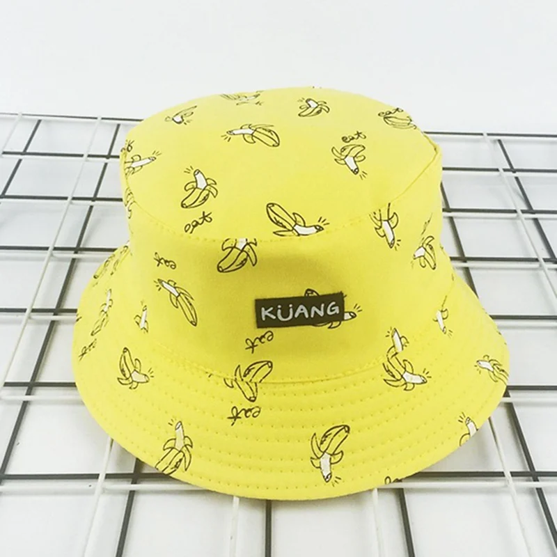 Fashion Panama Bucket Hat Men Women Double Sided Summer Bucket Cap Banana Print Yellow Hat Bob Hat Hip Hop Gorros Fisherman Hat
