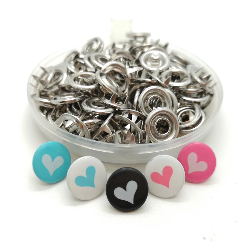 

Print heart Prong Snap Buckle Button Studs-Fasteners Buttons-Press Metal Baby Custom