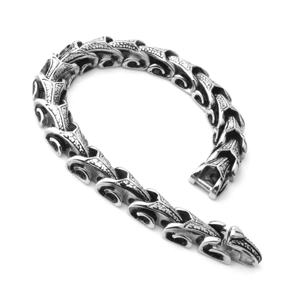 

8.66inch Punk Silver Black Color Men's Chain Bracelet 316L Stainless Steel Link Chain Bangle Bracelet Christmas Gift