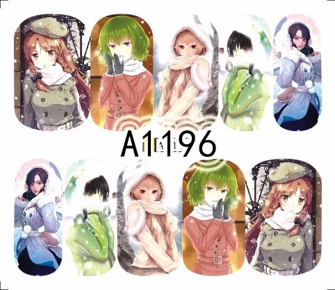 12 листов в зимнем стиле дизайн нейл-арта, полное покрытие, переводятся с помощью воды, наклейка на ногти татуировки слайдера аксессуары для ногтей, инструменты A1200