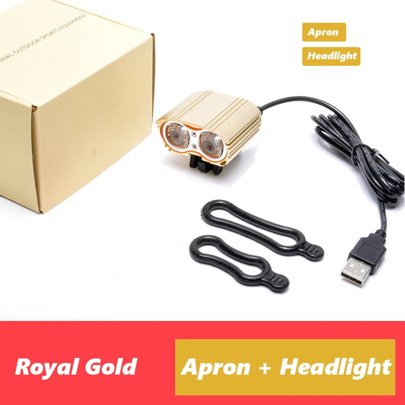 Royal Gold Joshock USB велосипедный светильник светодиодный 15000лм водонепроницаемый головной светильник T6 светодиодный s велосипедный фонарь вспышка светильник с бесплатным хвостом светильник - Цвет: Royal Gold