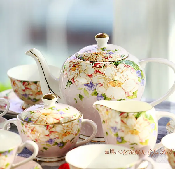 Набор из 22 цветочных кофейных чашек подарочный набор костяного фарфора для