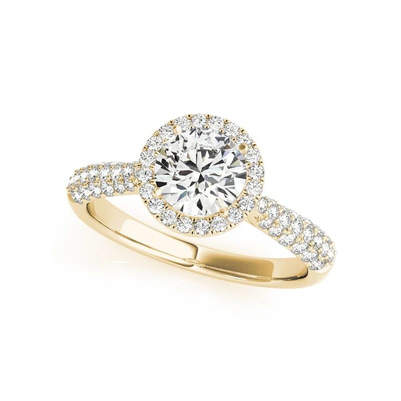 QYI 1 Carats Simulated diamond Pure 14k Yellow gold Multi Row Band Wedding Ring Classic Halo Engagement For Women | Украшения и