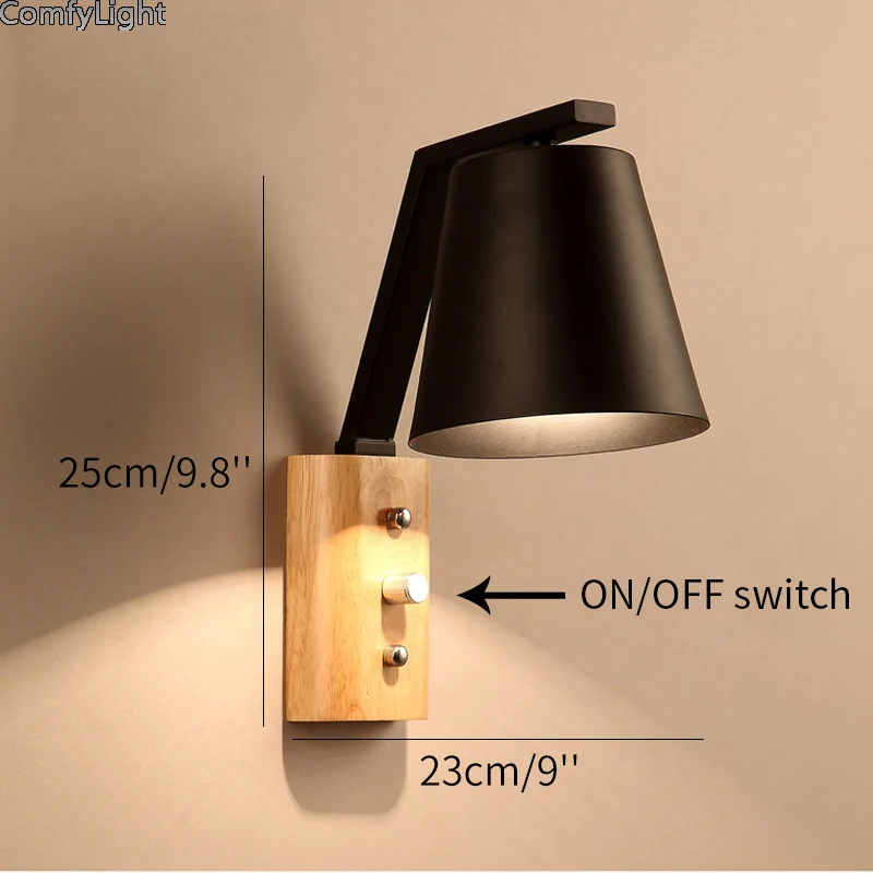 

Wall Lamp Wood Lighting Switch ON OFF Sconces bedroom corridor lamps Coffee shop balcony Nordic Mordern kid room LED Aisle loft