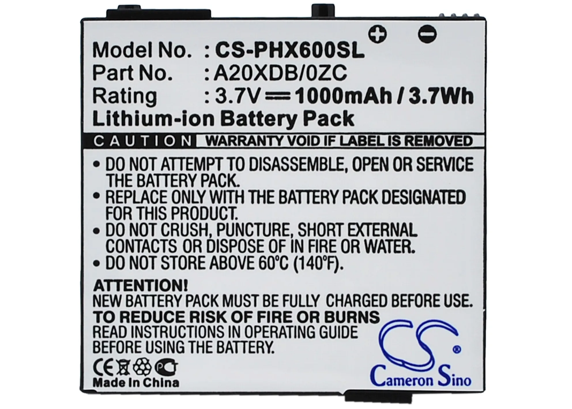 Аккумулятор Cameron Sino A20XDB/0ZC на 1000 мА · ч для Philips Xenium X600|cameron sino|battery forbatteries batteries |
