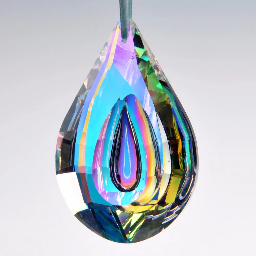 

H&D Colorful Lamp Prisms Parts Loquat Shape Chandelier Glass Crystals Hanging Drops Pendants 76mm
