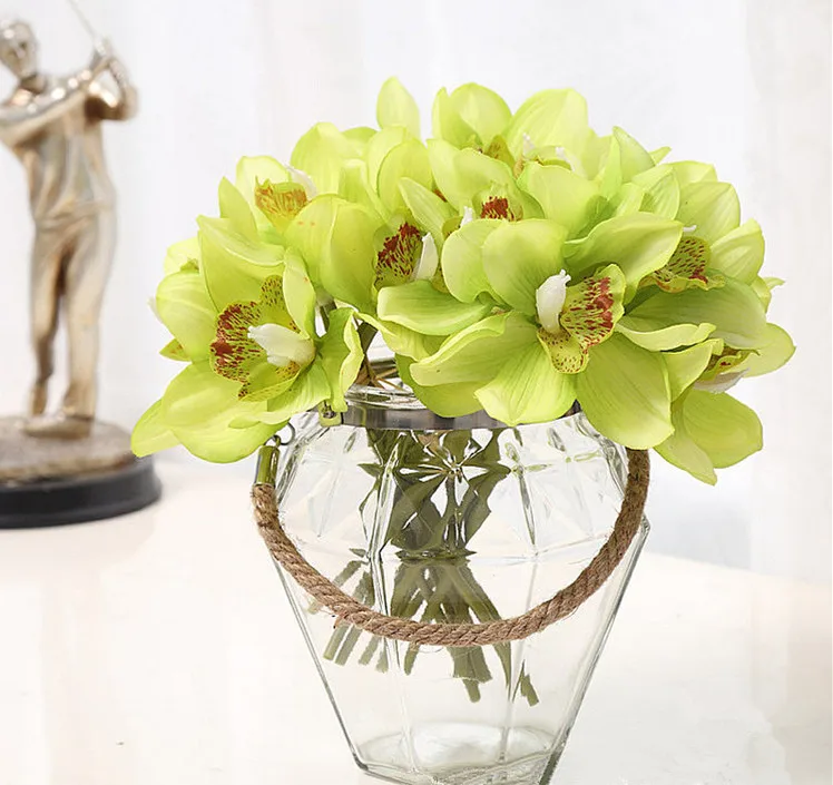 Реалистичное прикосновение cymbidium 6 головок короткое украшение стола цветы сделай