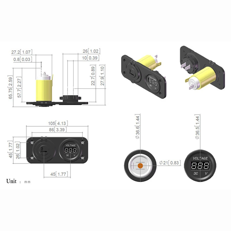 IZTOSS 12 V/24 V гнездо прикуривателя красный светодиод + Цифровой вольтметр для
